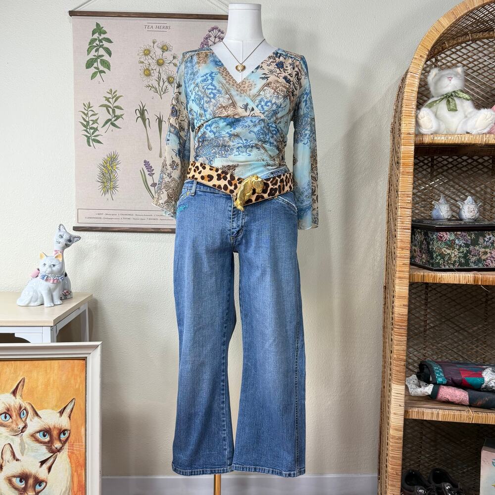 Vintage Y2k Apple Bottom Embroidered Crop Denim Jeans Trashy McBling Bratz 11 12